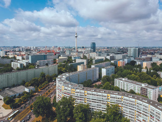 Obraz premium Aerial view over former East Berlin, Germany