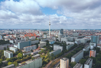 Fototapeta na wymiar Aerial view over former East Berlin, Germany