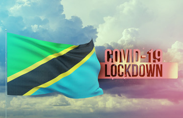 Coronavirus outbreak and coronaviruses influenza lockdown concept with flag of Tanzania. Pandemic 3D illustration.