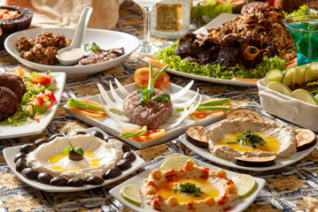 traditional arab food table front view