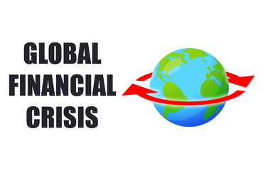 Illustration of Earth on white background. Coronavirus impact on global financial crisis