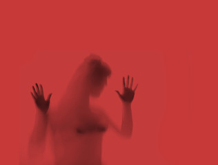 Woman hostage blurred abuse victim concept