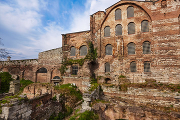 Naklejka premium Hagia Sophia from uncommon side - back side archaeology work аrеа