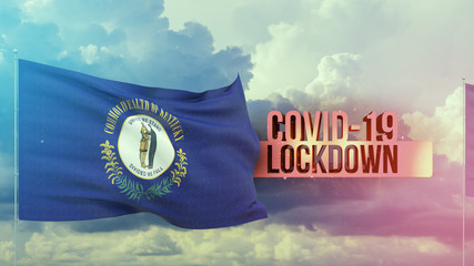 Coronavirus outbreak and coronaviruses influenza lockdown concept with flag of the states of USA....