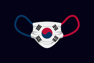 Illustration vector graphic of surgical mask with south korea flag concept. Coronavirus Wuhan Sars illness. Concept of coronavirus quarantine. Coronavirus outbreak in Korea. Vector EPS10.