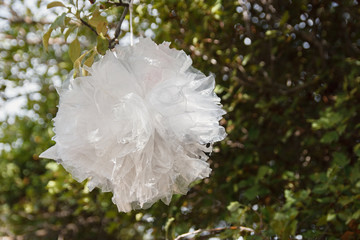 Second life of plastic pack for green planet. Plastic waste. Zero waste, plastic free, urban style...