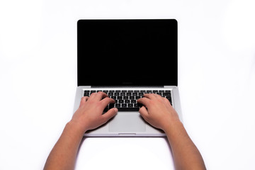Fototapeta premium Man working in a laptop.
