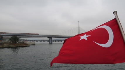 Turkish flago at Istanbul river