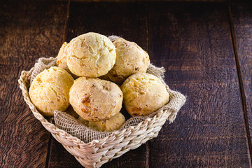 Brazilian cheese bread basket. Typical snack from the state of Minas Gerais, Brazilian cuisine.