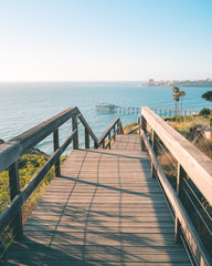 Path with stairs to Scripps Pier in La Jolla San Diego sunny day