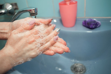 Fototapeta premium Washing hands like a way of prevention of a coronavirus