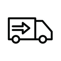 Shipping Icon , Template Logo Design Emblem Isolated Illustration , Delivery Car Box Free Transport , Outline Solid Background White
