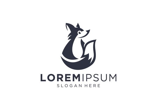 Unique logo fox silhouette template