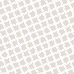 Vector seamless pattern with diagonal grid, cross lines, ropes. Subtle white and beige geometric texture of mesh, net, fabric, lattice. Abstract repeat background. Design for prints, decor, wrapping