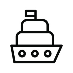 Cruiser Ferry Icon , Template Logo Design Emblem Isolated Illustration , Tourist Holiday Summer , Outline Solid Backgound White
