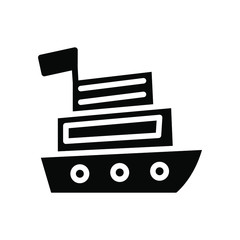 Cruiser Ferry Icon , Template Logo Design Emblem Isolated Illustration , Tourist Holiday Summer , Outline Solid Backgound White
