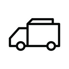 Truck Icon , Driving Delivery Retail , Business Template Logo Design Illustration , Outline Solid Background White
