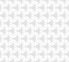 Triangles seamless pattern. Subtle vector abstract geometric texture with triangular grid, net, lattice, mesh, rhombuses. Simple white and light gray graphic background. Stylish modern repeat design
