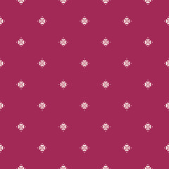 Vector minimalist seamless pattern. Abstract geometric floral background in burgundy and beige color. Minimal ornament texture with simple small flowers. Repeat design for decor, fabric, wallpapers