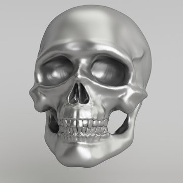 3D Rendered Silver Skull illustration