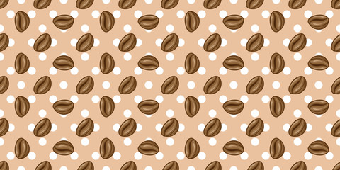 hand-drawn coffee beans seamless pattern