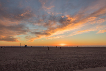 sunset on the beach at los angeles
