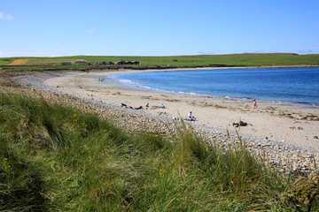 Skara Brae - Orkney (Scotland), UK - August 10, 2018: Skara Brae beach, Orkney, Scotland, Highlands, United Kingdom