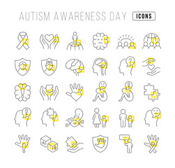 Fototapeta premium Vector Line Icons of Autism Awareness Day