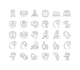 Vector Line Icons of Autism Awareness Day