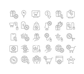 Vector Line Icons of Cyber Monday