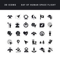 Vector Simple Icons of Day of Human Space Flight