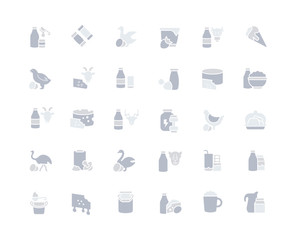 Set of Simple Icons of Dairy Products