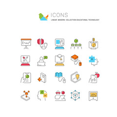 Set Vector Line Icons of Educational Technology