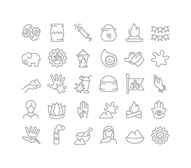 Vector Line Icons of Holi