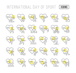 Vector Line Icons of International Day of Sport