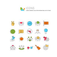 Set Vector Line Icons of International Day of Peace