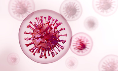 Coronavirus 3D render, COVID-19 pandemic concept
