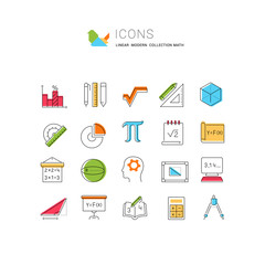 Set Vector Line Icons of Mathematics.