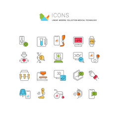 Vector set of line icons of medicine