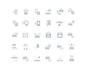 Set of Simple Icons of Taxi Services
