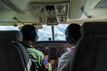 Pilots in the plane cockpit