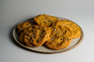 Chocolate chip cookies on a plate