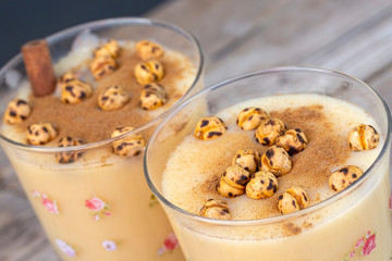 Boza or Bosa, traditional Turkish drink with roasted chickpea Boza or Bosa, traditional Turkish drink with roasted chickpea