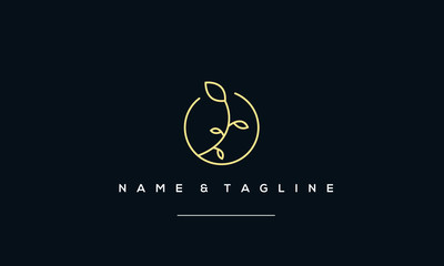 A line art icon logo of a plant growing, leaf , tree