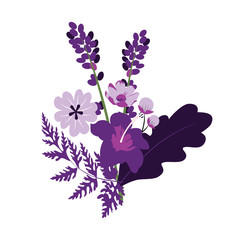 Purple flower bouquet vector design 