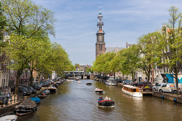 Boating on the canals of Amsterdam