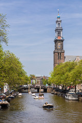 Boating on the canals of Amsterdam