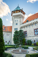 Tower of Smolenice castle, built in the 15th century, in Little Carpathians (SLOVAKIA)