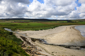 Broch of Gurness - Orkney (Scotland), UK - August 10, 2018: A beach near Broch of Gurness, Orkney, Scotland, Highlands, United Kingdom