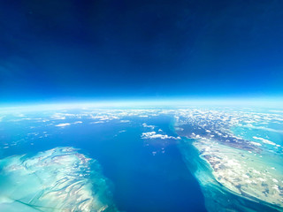 aerial from from a jet, cockpit view, Bahamas, Caribbean Island, Nassau